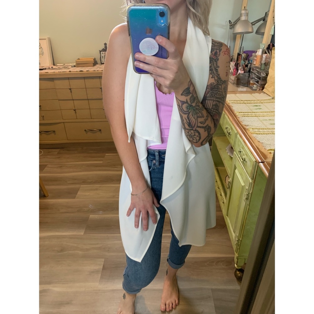 COPY - Small, SWS, cream white waterfall belted vest